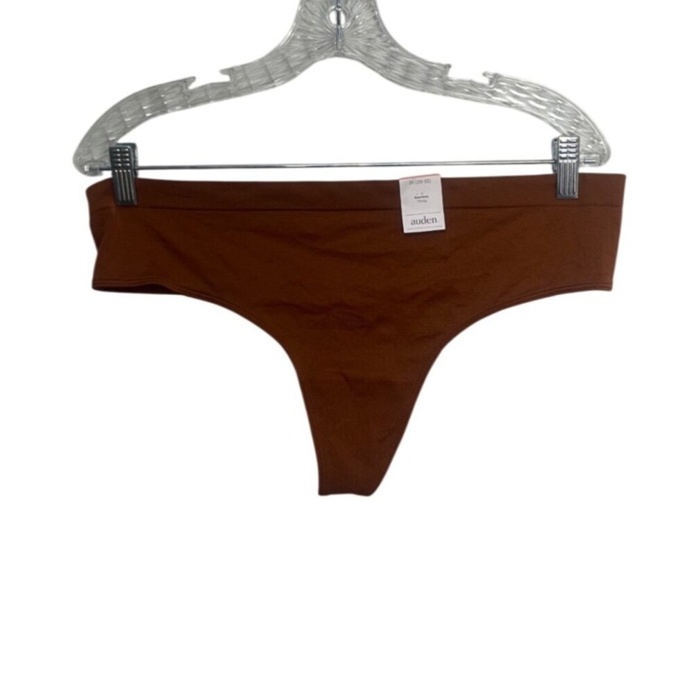 Auden Womens Seamless Thong Underwear 2X Chocolate Brown New Panties